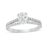 Thumbnail Image 1 of 1 CT. T.W. Certified Oval Diamond Split Shank Engagement Ring in Platinum (I/SI2)