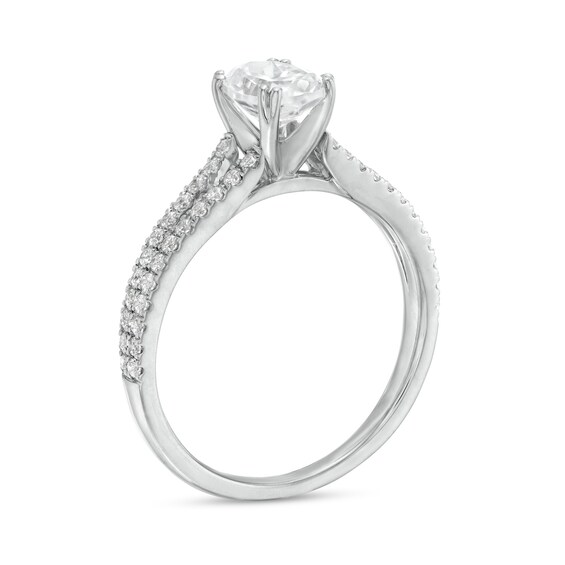 1 CT. T.w. Certified Oval Diamond Split Shank Engagement Ring in Platinum (I/Si2)