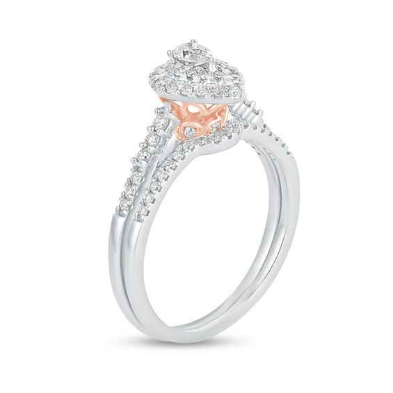 1/2 CT. T.w. Pear-Shaped Diamond Frame Bridal Set in 10K White Gold