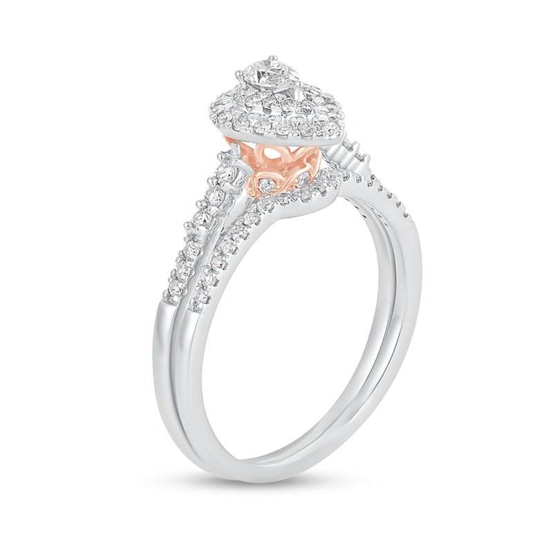 Main Image 2 of 1/2 CT. T.W. Pear-Shaped Diamond Frame Bridal Set in 10K White Gold