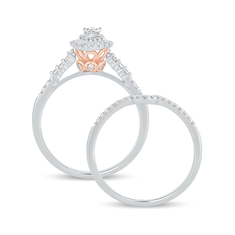 Main Image 3 of 1/2 CT. T.W. Pear-Shaped Diamond Frame Bridal Set in 10K White Gold