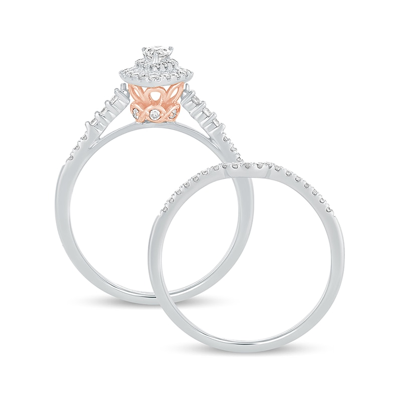 1/2 CT. T.W. Pear-Shaped Diamond Frame Bridal Set in 10K White Gold | Zales