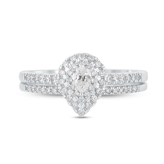 1/2 CT. T.w. Pear-Shaped Diamond Frame Bridal Set in 10K White Gold