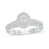 Thumbnail Image 1 of 1/2 CT. T.W. Oval Diamond Frame Bridal Set in 10K White Gold