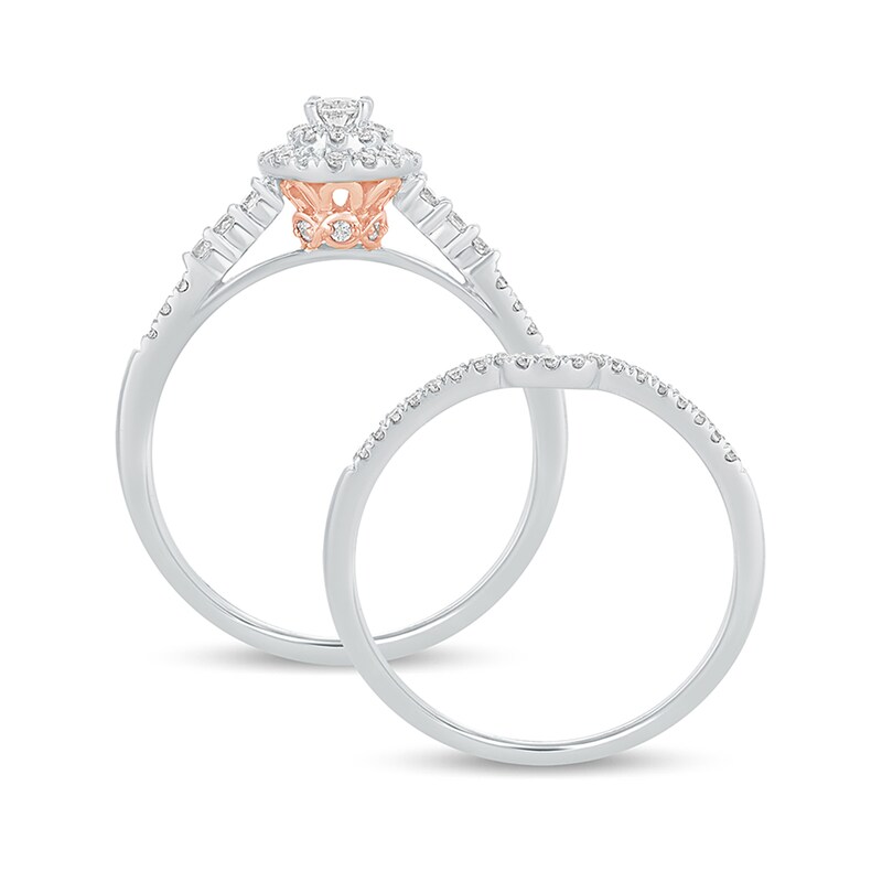 Main Image 3 of 1/2 CT. T.W. Oval Diamond Frame Bridal Set in 10K White Gold