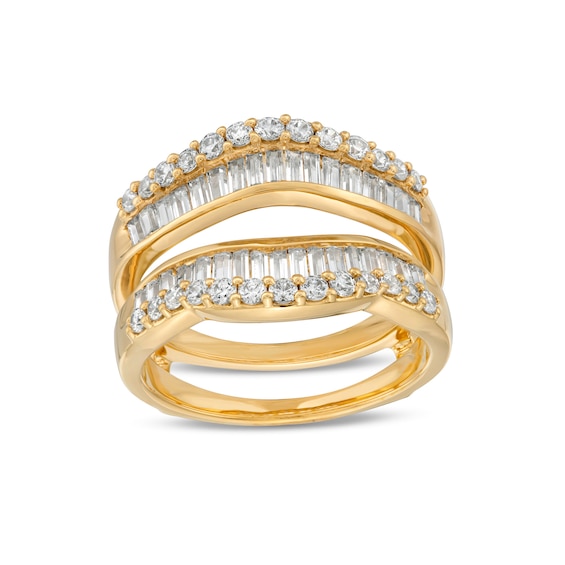 1 CT. T.w. Baguette and Round Diamond Edge Enhancer in 14K Gold