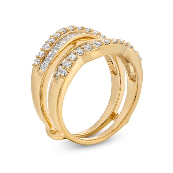1 CT. T.w. Baguette and Round Diamond Edge Enhancer in 14K Gold