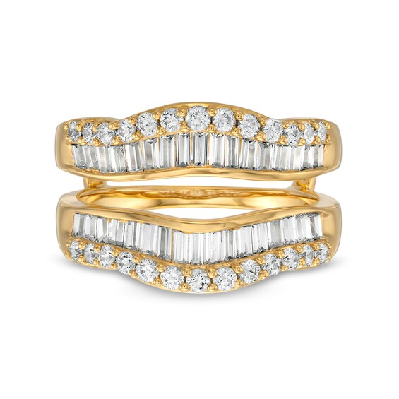 1 CT. T.w. Baguette and Round Diamond Edge Enhancer in 14K Gold