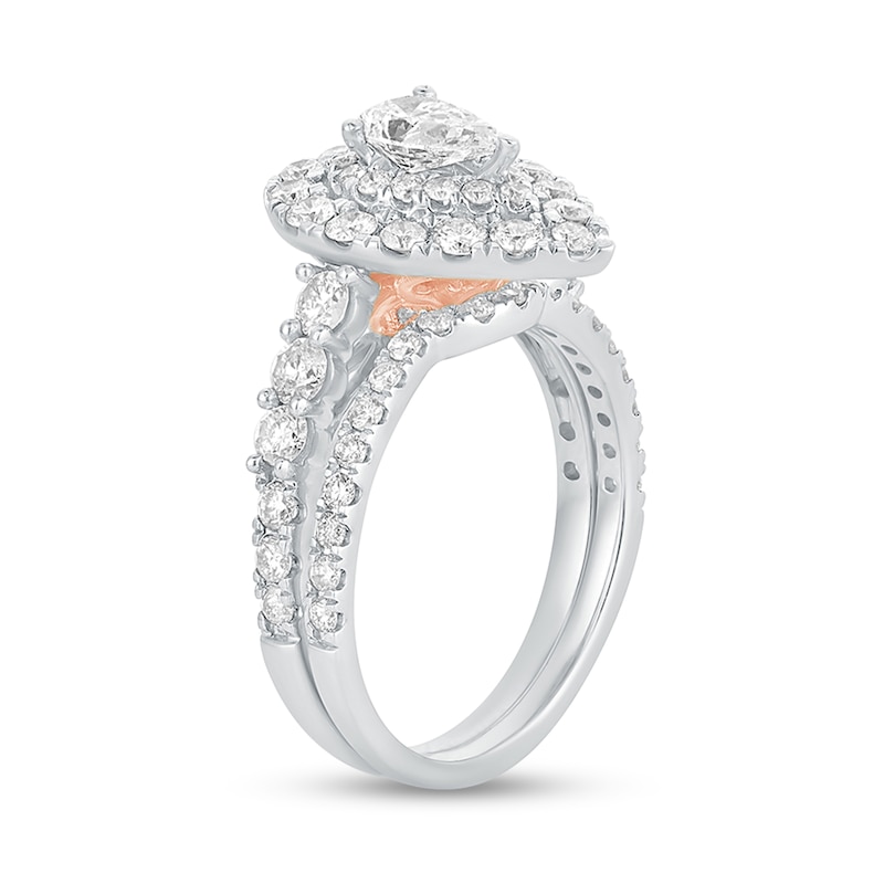 Main Image 2 of 2 CT. T.W. Pear-Shaped Diamond Frame Bridal Set in 14K White Gold