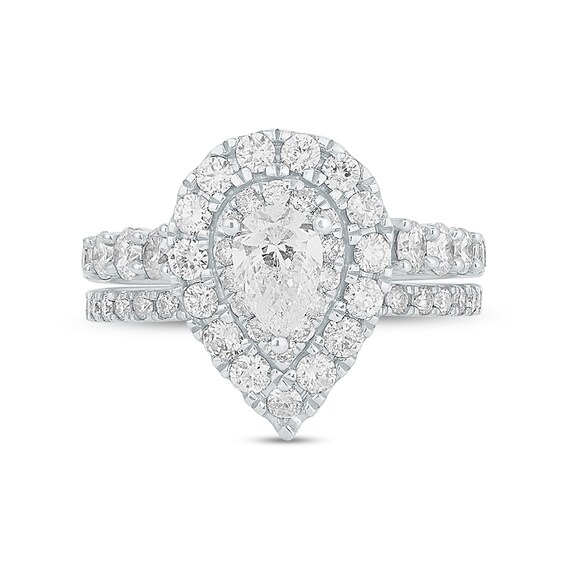 2 CT. T.w. Pear-Shaped Diamond Frame Bridal Set in 14K White Gold