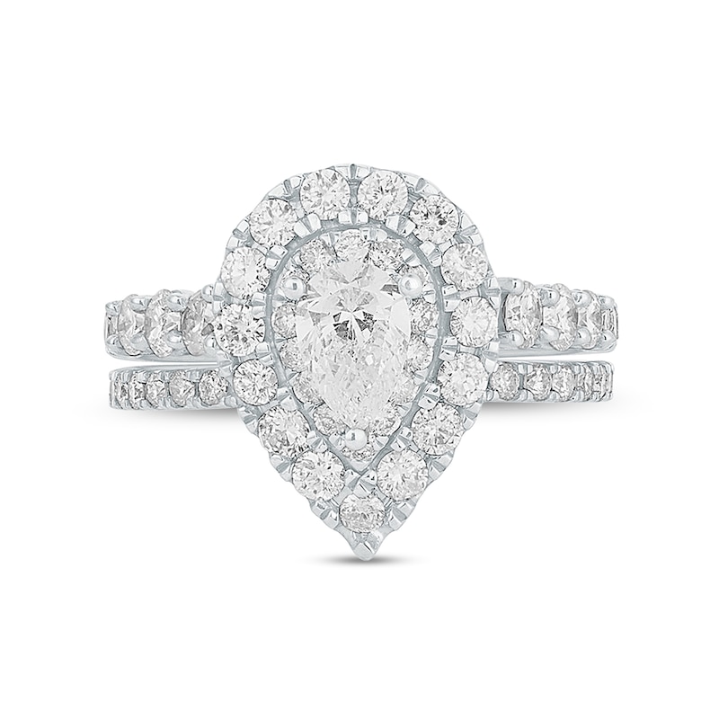 Main Image 4 of 2 CT. T.W. Pear-Shaped Diamond Frame Bridal Set in 14K White Gold