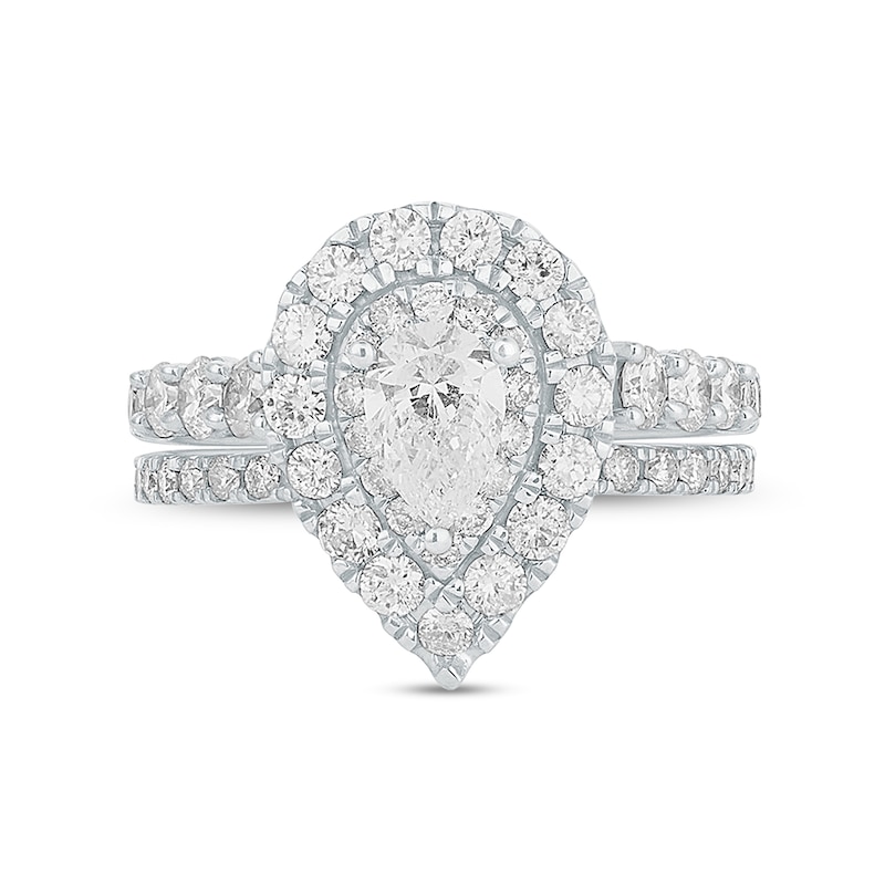 2 CT. T.W. Pear-Shaped Diamond Frame Bridal Set in 14K White Gold | Zales