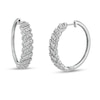 Thumbnail Image 1 of 2 CT. T.W. Diamond Slanted Hoop Earrings in 10K White Gold