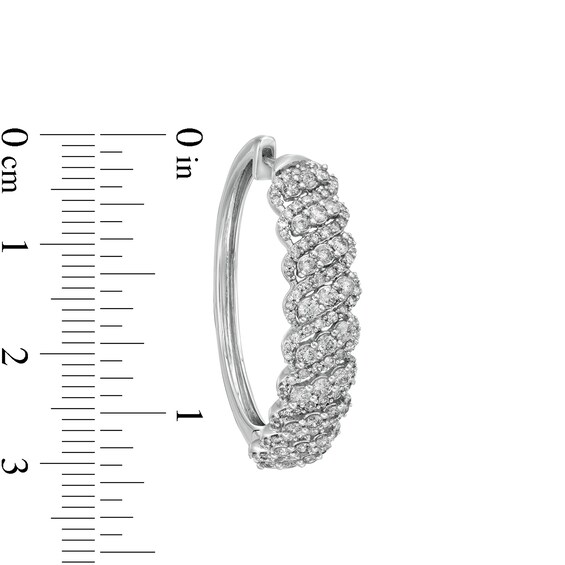 2 CT. T.w. Diamond Slanted Hoop Earrings in 10K White Gold