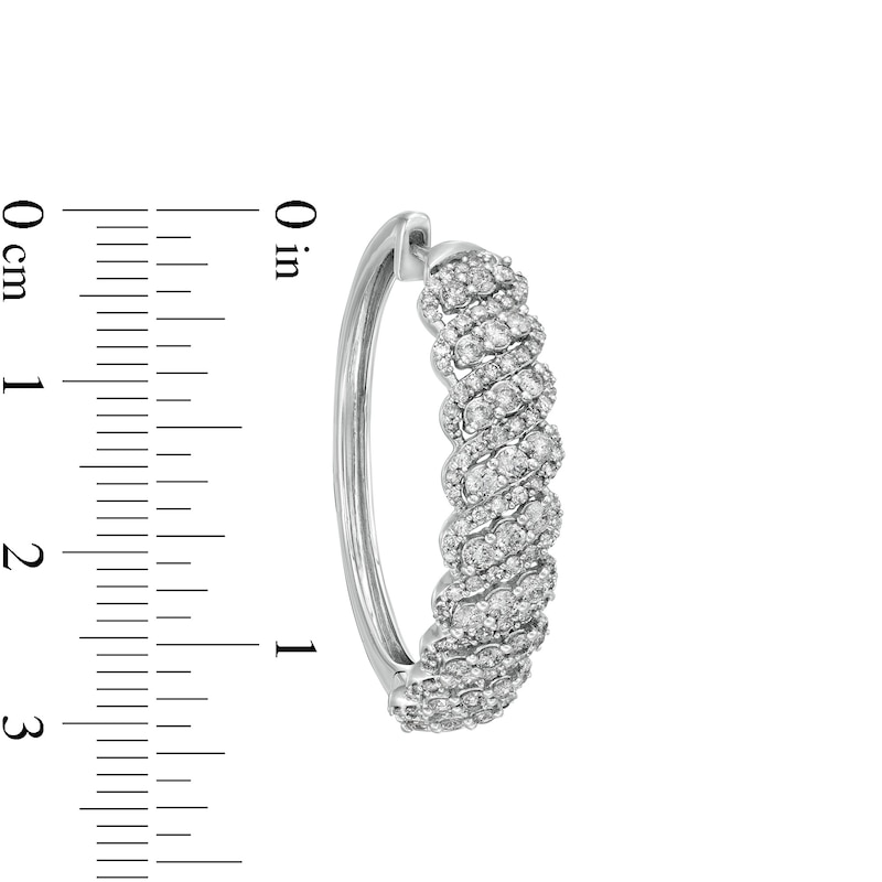 Main Image 3 of 2 CT. T.W. Diamond Slanted Hoop Earrings in 10K White Gold