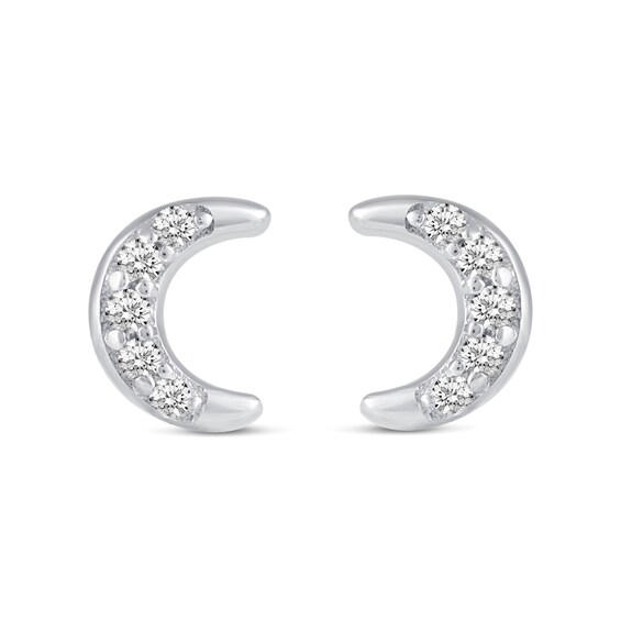 1/10 CT. T.w. Diamond Stars, Moons, and Lightning Bolts Three Pair Stud Earrings Set in Sterling Silver