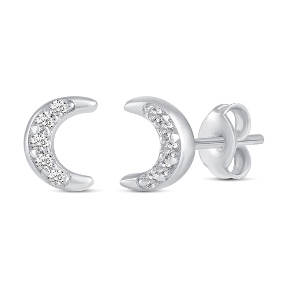 1/10 CT. T.w. Diamond Stars, Moons, and Lightning Bolts Three Pair Stud Earrings Set in Sterling Silver