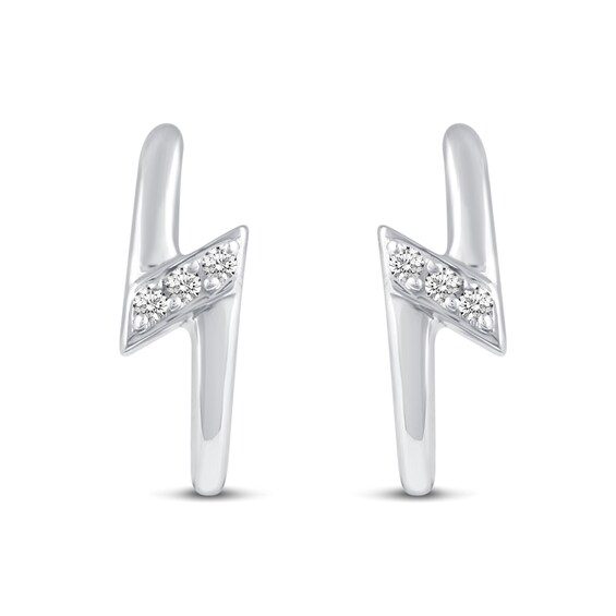 1/10 CT. T.w. Diamond Stars, Moons, and Lightning Bolts Three Pair Stud Earrings Set in Sterling Silver