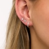 Thumbnail Image 2 of 1/10 CT. T.W. Diamond Solitaires, Suns, and Hoops Three Pair Earrings Set in Sterling Silver