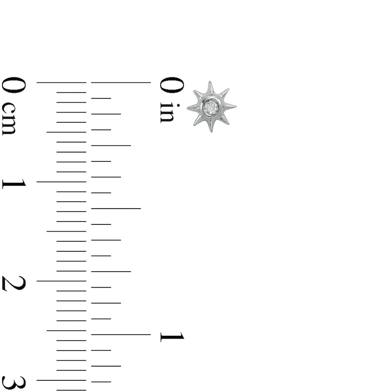 Main Image 5 of 1/10 CT. T.W. Diamond Solitaires, Suns, and Hoops Three Pair Earrings Set in Sterling Silver