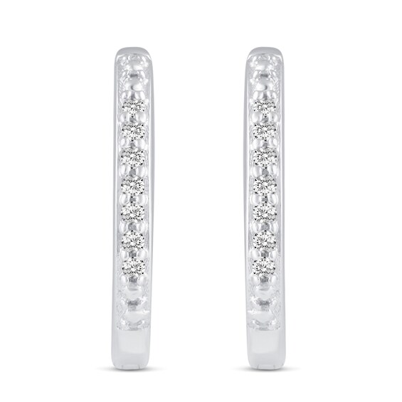 1/10 CT. T.w. Diamond Solitaires, Suns, and Hoops Three Pair Earrings Set in Sterling Silver