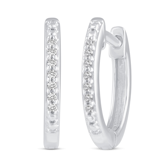 1/10 CT. T.w. Diamond Solitaires, Suns, and Hoops Three Pair Earrings Set in Sterling Silver