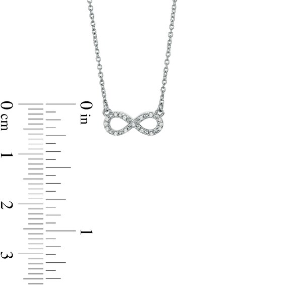 0.084 CT. T.w. Diamond Linear Bar and Sideways Infinity Double Strand Necklace in Sterling Silver and Rose Rhodium
