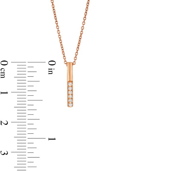 0.084 CT. T.w. Diamond Linear Bar and Sideways Infinity Double Strand Necklace in Sterling Silver and Rose Rhodium