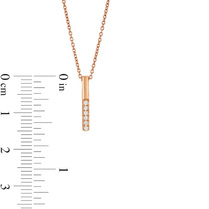 Main Image 4 of 0.084 CT. T.W. Diamond Linear Bar and Sideways Infinity Double Strand Necklace in Sterling Silver and Rose Rhodium