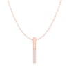 Thumbnail Image 6 of 0.084 CT. T.W. Diamond Linear Bar and Sideways Infinity Double Strand Necklace in Sterling Silver and Rose Rhodium
