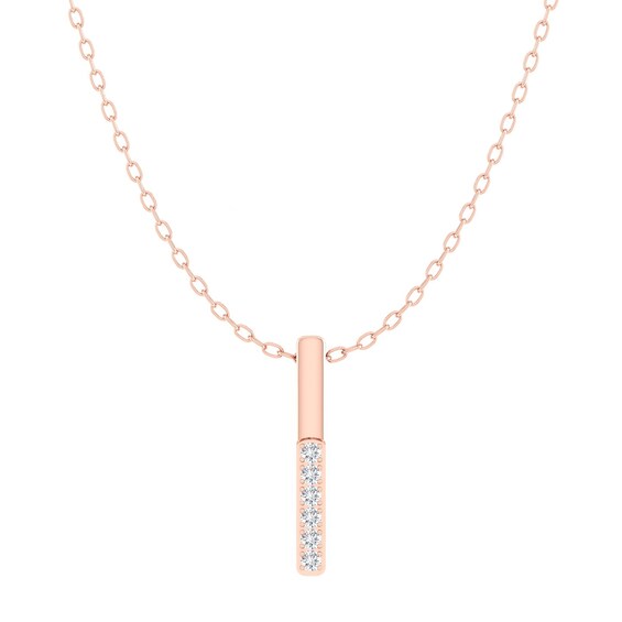 0.084 CT. T.w. Diamond Linear Bar and Sideways Infinity Double Strand Necklace in Sterling Silver and Rose Rhodium