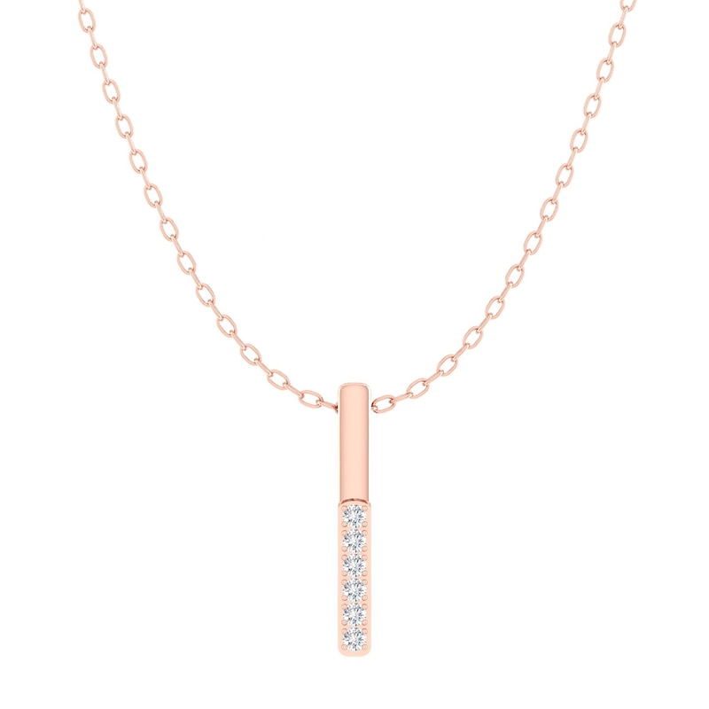 Main Image 6 of 0.084 CT. T.W. Diamond Linear Bar and Sideways Infinity Double Strand Necklace in Sterling Silver and Rose Rhodium