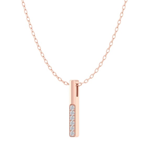 0.084 CT. T.w. Diamond Linear Bar and Sideways Infinity Double Strand Necklace in Sterling Silver and Rose Rhodium