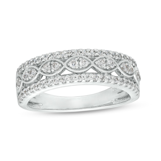 1/2 CT. T.w. Diamond Triple Row Anniversary Band in 14K White Gold