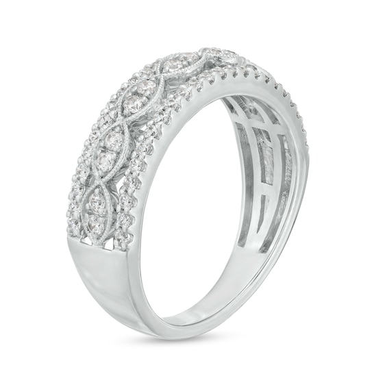 1/2 CT. T.w. Diamond Triple Row Anniversary Band in 14K White Gold