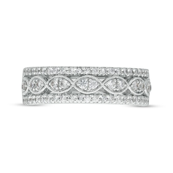 1/2 CT. T.w. Diamond Triple Row Anniversary Band in 14K White Gold