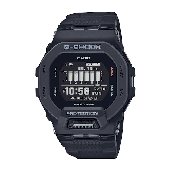 Men's Casio G-Shock Move Black Resin Strap Watch with Octagonal Black Dial (Model: Gbd200-1)