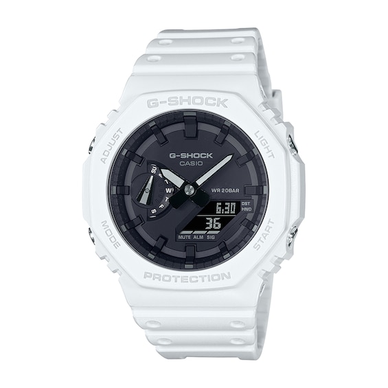 Men's Casio G-Shock Classic White Resin Strap Watch with Black Dial (Model: Ga2100-7A)