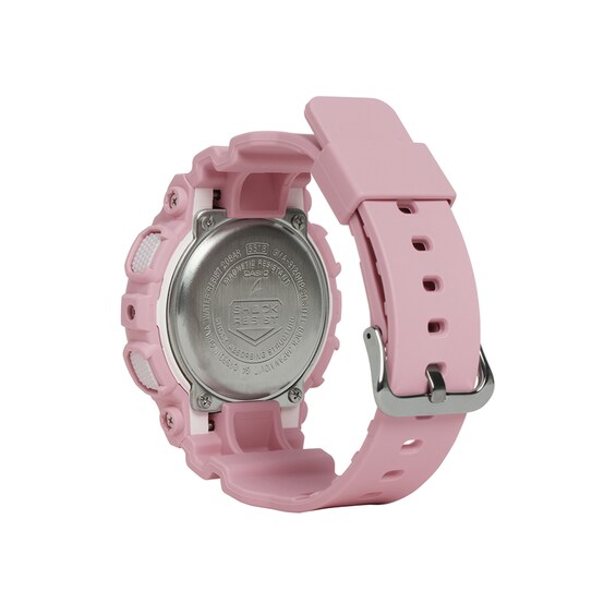 Ladies' Casio G-Shock S Series Pink Resin Strap Watch with Silver-Tone Dial (Model: Gmas120Np-4A)