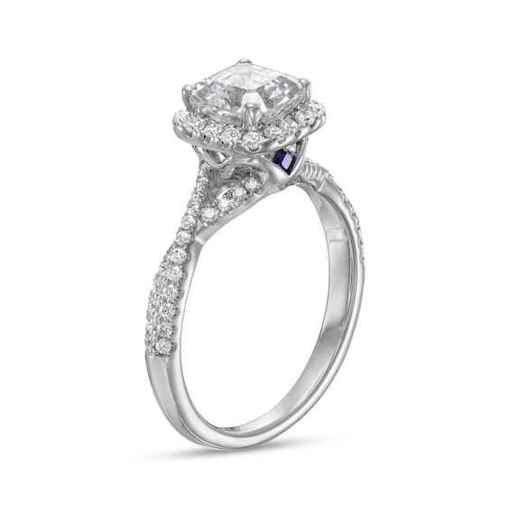 Vera Wang Love Collection 1-1/3 CT. T.w. Certified Asscher-Cut Diamond Frame Engagement Ring in 14K White Gold (I/Si2)