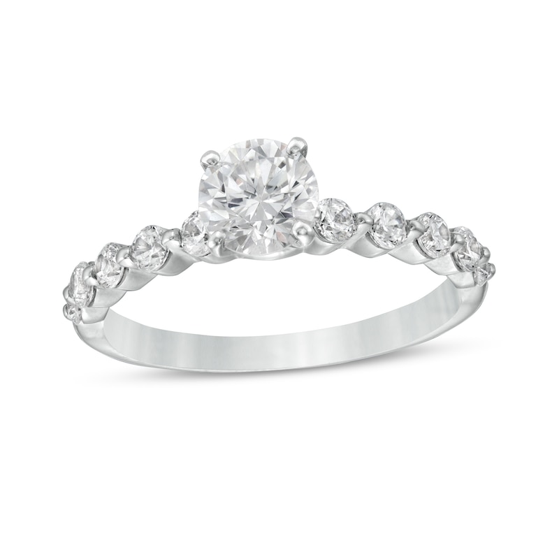 Main Image 1 of 1-1/4 CT. T.W. Certified Diamond Scallop Edge Engagement Ring in Platinum (I/SI2)