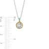 Thumbnail Image 2 of 7.0mm Aquamarine Solitaire Rope-Textured Frame and Drop Pendant in Sterling Silver and 10K Gold
