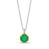 Thumbnail Image 0 of 7.0mm Emerald Solitaire Rope-Textured Frame and Drop Pendant in Sterling Silver and 10K Gold