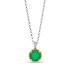 Thumbnail Image 1 of 7.0mm Emerald Solitaire Rope-Textured Frame and Drop Pendant in Sterling Silver and 10K Gold