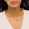 Thumbnail Image 2 of 7.0mm Emerald Solitaire Rope-Textured Frame and Drop Pendant in Sterling Silver and 10K Gold