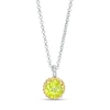 Thumbnail Image 1 of 7.0mm Peridot Solitaire Rope-Textured Frame and Drop Pendant in Sterling Silver and 10K Gold