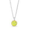 Thumbnail Image 0 of 7.0mm Peridot Solitaire Rope-Textured Frame and Drop Pendant in Sterling Silver and 10K Gold