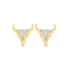 Thumbnail Image 1 of Men's 1/10 CT. T.W. Diamond Cow Skull Stud Earrings in Sterling Silver with 14K Gold Plate