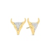 Men's 1/10 CT. T.W. Diamond Cow Skull Stud Earrings in Sterling Silver with 14K Gold Plate