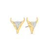 Thumbnail Image 2 of Men's 1/10 CT. T.W. Diamond Cow Skull Stud Earrings in Sterling Silver with 14K Gold Plate